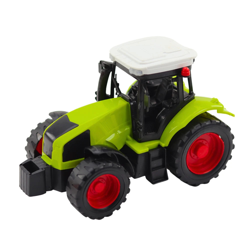 Lean Toys Traktorius su atsidarančia priekaba ir pašarų vežimu