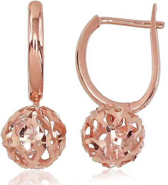 Auksiniai auskarai anglišku užsegimu, Raudonas Auksas, Cirkonai - 1.96 g. - 20 mm.