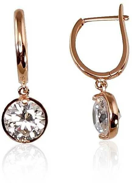 Auksiniai auskarai anglišku užsegimu, Raudonas Auksas, Cirkonai - 2.41 g. - 23 mm.