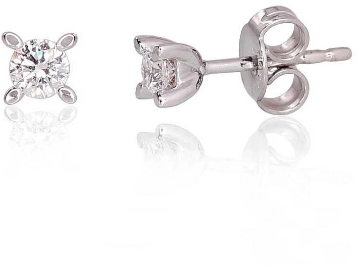 Auksiniai auskarai su brangakmeniais. Metalas: Baltas Auksas. Praba: 585°. Akmuo: Briliantai - 0.97 g. - 4 mm. - Briliantai (0,25Ct)