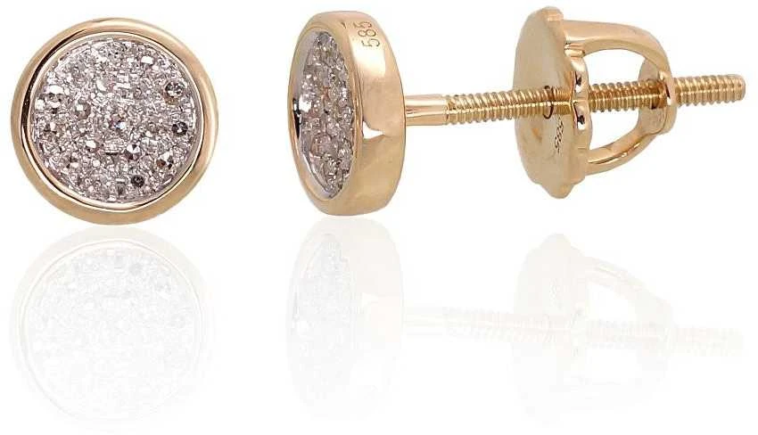 Auksiniai auskarai su brangakmeniais. Metalas: Geltonas Auksas. Praba: 585°. Akmuo: Briliantai - 1.75 g. - 6 mm. - Briliantai (0,076Ct)