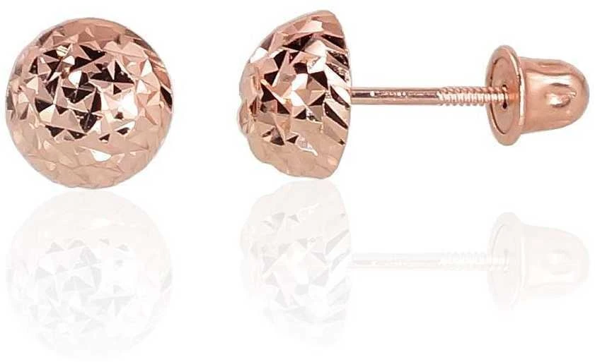 Auksiniai auskarai vinukai, užsukami, Raudonas Auksas, Be akmens - 6 mm. - 0.5 g.