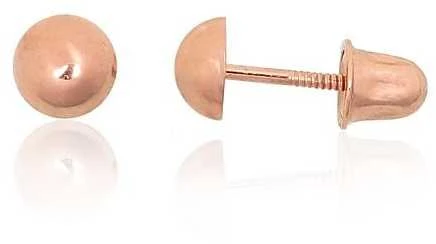 Auksiniai auskarai vinukai, užsukami, Raudonas Auksas, Be akmens - 4 mm. - 0.23 g.