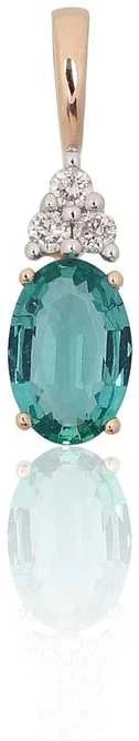 Auksinis pakabukas - 0.44 g. - 14.5 mm. - Briliantai (0,4Ct), Smaragdas (0,431Ct)