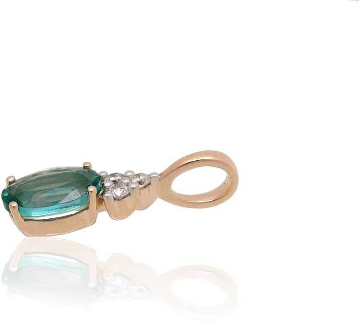 Auksinis pakabukas - 0.44 g. - 14.5 mm. - Briliantai (0,4Ct), Smaragdas (0,431Ct)