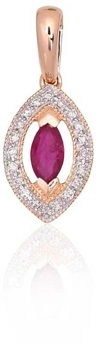 Auksinis pakabukas - 0.73 g. - 17 mm. - Briliantai (0,044Ct), Rubinas (0,211Ct)