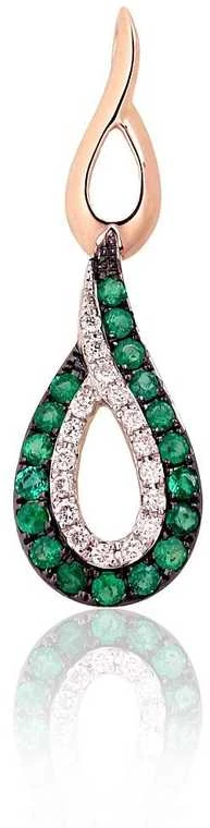 Auksinis pakabukas - 0.87 g. - 26 mm. - Briliantai (0,06Ct), Smaragdas (0,182Ct)