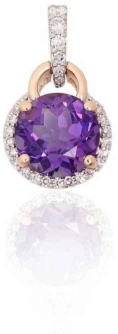 Auksinis pakabukas - 1.04 g. - 16 mm. - Briliantai (0,098Ct), Ametistas