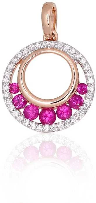 Auksinis pakabukas - 1.34 g. - 19 mm. - Briliantai (0,118Ct), Rubinas (0,312Ct)