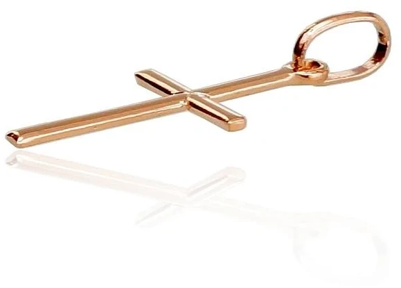 Auksinis pakabukas kryželis. Metalas: Raudonas Auksas. Praba: 585°. - 0.6 g. - 27 mm.
