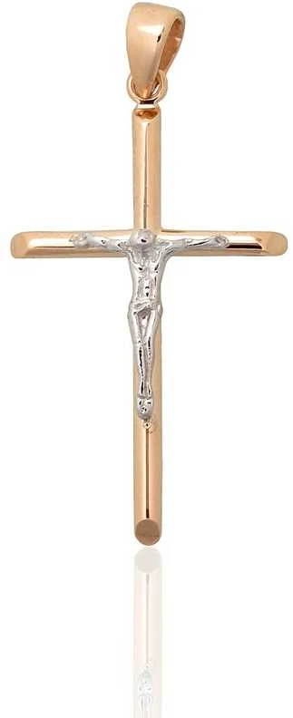Auksinis pakabukas kryželis. Metalas: Raudonas/Baltas Auksas. Praba: 585°. - 1.07 g. - 32 mm.