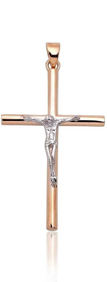 Auksinis pakabukas kryželis. Metalas: Raudonas/Baltas Auksas. Praba: 585°. - 1.11 g. - 32 mm.