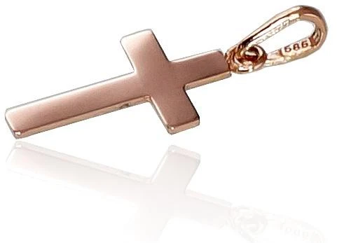 Auksinis pakabukas kryželis. Metalas: Raudonas Auksas. Praba: 585°. - 0.34 g. - 20 mm.