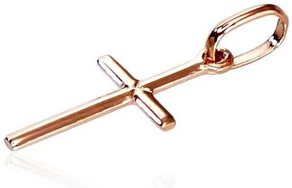 Auksinis pakabukas kryželis. Metalas: Raudonas Auksas. Praba: 585°. - 0.47 g. - 23 mm.