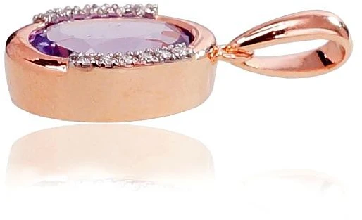 Auksinis pakabukas su brangakmeniais. . Praba: 585°. Akmuo: Briliantai , Ametistas - 1.83 g. - 19 mm. - Briliantai (0,03Ct), Ametistas