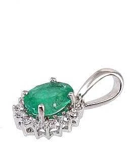 Auksinis pakabukas su brangakmeniais. . Praba: 585°. Akmuo: Briliantai , Smaragdas - 0.48 g. - 14 mm. - Briliantai (0,042Ct), Smaragdas (0,254Ct)