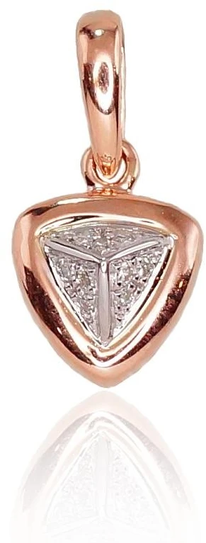 Auksinis pakabukas su brangakmeniais. Metalas: Raudonas/Baltas Auksas. Praba: 585°. Akmuo: Briliantai - 0.85 g. - 14 mm. - Briliantai (0,022Ct)