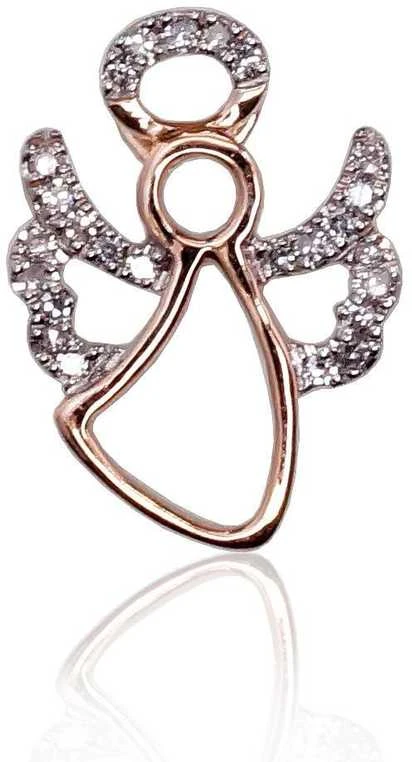 Auksinis pakabukas su brangakmeniais. Metalas: Raudonas Auksas. Praba: 585°. Akmuo: Briliantai - 0.78 g. - 14 mm. - Briliantai (0,062Ct)