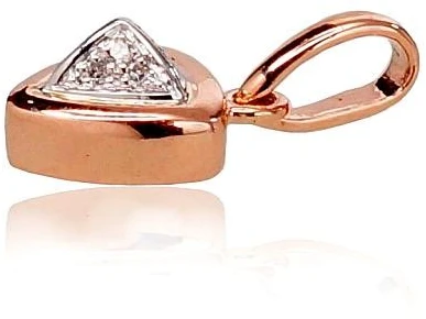 Auksinis pakabukas su brangakmeniais. Metalas: Raudonas/Baltas Auksas. Praba: 585°. Akmuo: Briliantai - 0.85 g. - 14 mm. - Briliantai (0,022Ct)