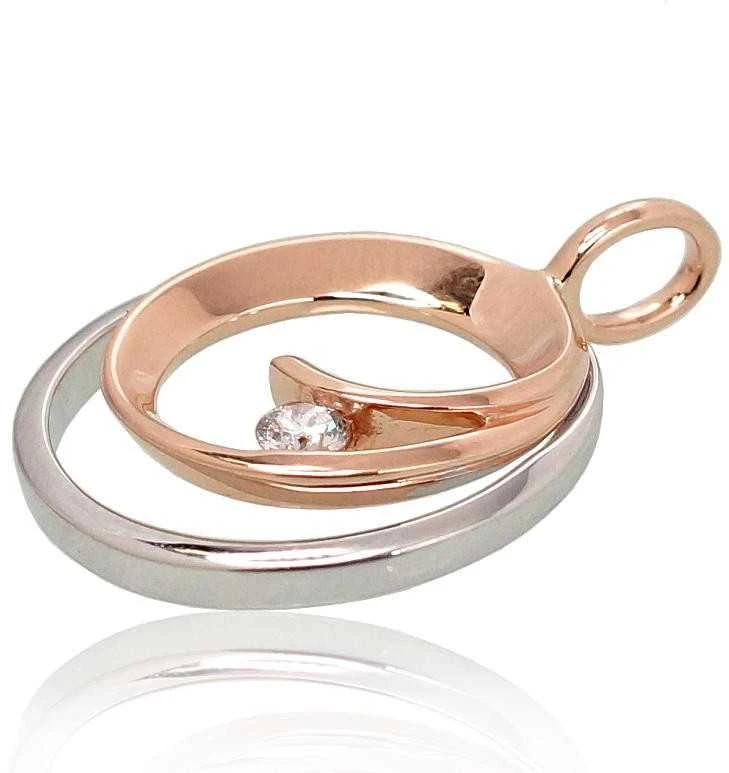 Auksinis pakabukas su brangakmeniais. Metalas: Raudonas/Baltas Auksas. Praba: 585°. Akmuo: Briliantai - 2.53 g. - 24 mm. - Briliantai (0,09Ct)