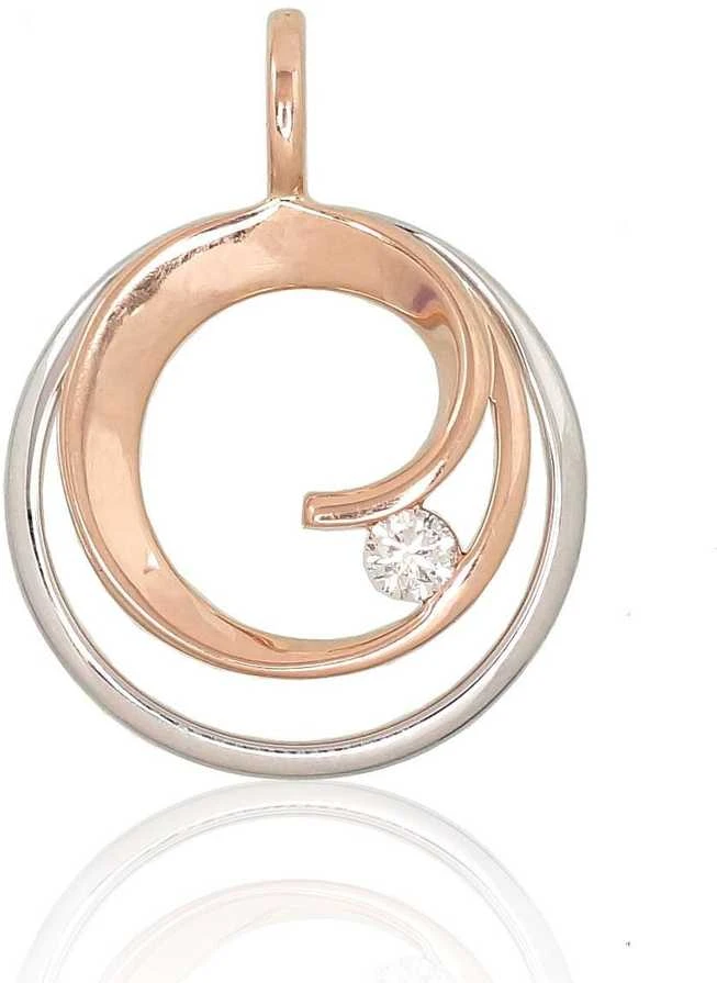 Auksinis pakabukas su brangakmeniais. Metalas: Raudonas/Baltas Auksas. Praba: 585°. Akmuo: Briliantai - 2.53 g. - 24 mm. - Briliantai (0,09Ct)