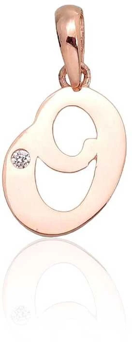 Auksinis pakabukas - vardo raidė, Raudonas Auksas, praba 585°, Akmuo: Cirkonai - 0.44 g. - 16 mm.