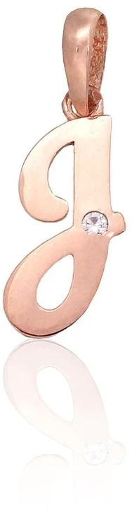 Auksinis pakabukas - vardo raidė, Raudonas Auksas, praba 585°, Akmuo: Cirkonai - 0.34 g. - 17 mm.