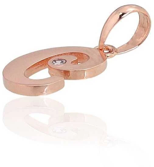 Auksinis pakabukas - vardo raidė, Raudonas Auksas, praba 585°, Akmuo: Cirkonai - 15 mm. - 0.42 g.