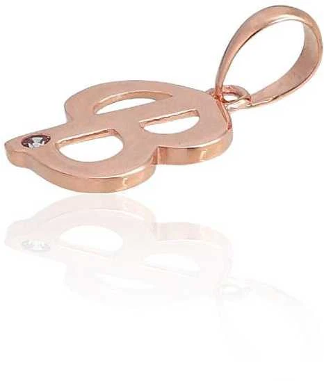 Auksinis pakabukas - vardo raidė, Raudonas Auksas, praba 585°, Akmuo: Cirkonai - 15 mm. - 0.35 g.
