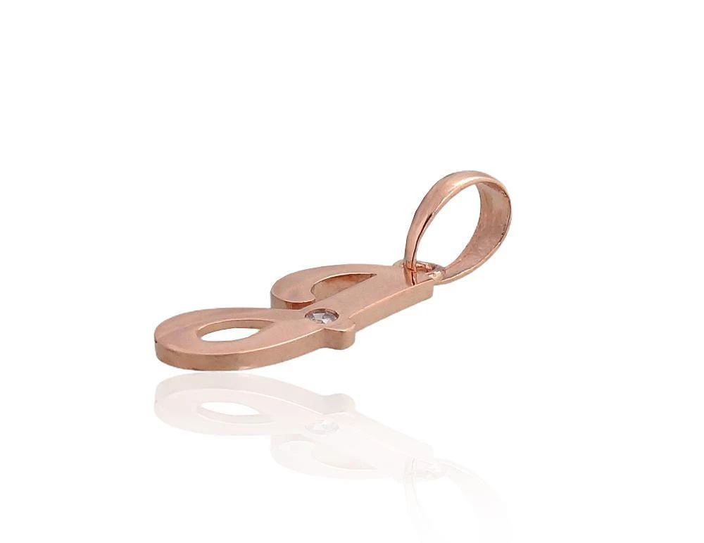 Auksinis pakabukas - vardo raidė, Raudonas Auksas, praba 585°, Akmuo: Cirkonai - 0.36 g. - 17 mm.
