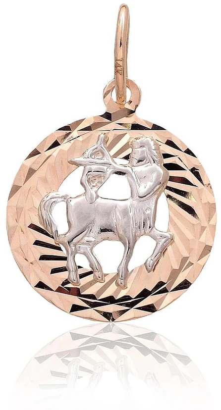 Auksinis pakabukas Zodiakas. Metalas: Raudonas/Baltas Auksas. Praba: 585° - 1.05 g. - 24 mm.