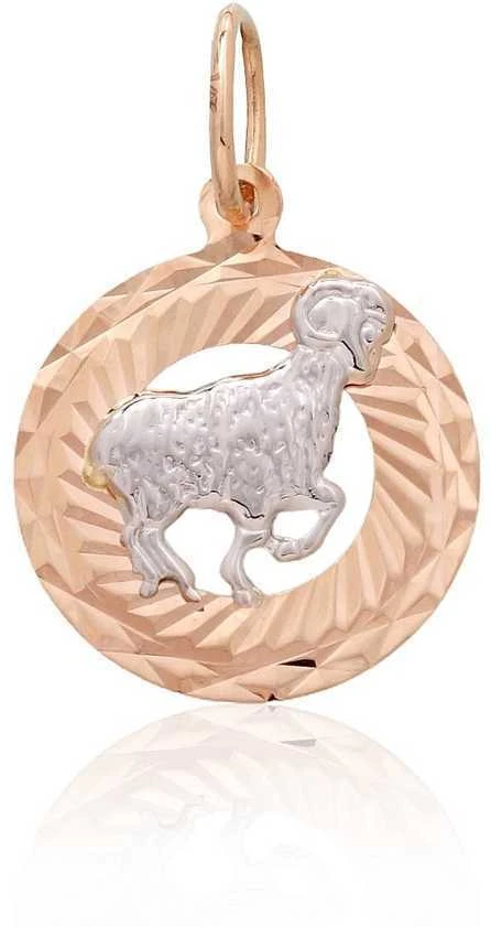 Auksinis pakabukas Zodiakas. Metalas: Raudonas/Baltas Auksas. Praba: 585° - 1.07 g. - 24 mm.