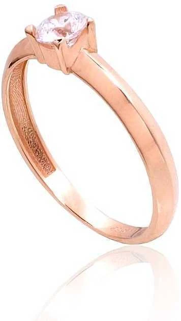 Auksinis sužadėtuvių žiedas. Praba: 585°, Metalas: Raudonas Auksas, Akmuo: Cirkonai - 18 - 1.64 g.