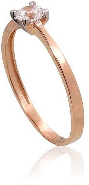 Auksinis sužadėtuvių žiedas. Praba: 585°, Metalas: Raudonas Auksas, Akmuo: Cirkonai - 17 - 1.57 g.