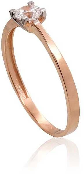 Auksinis sužadėtuvių žiedas. Praba: 585°, Metalas: Raudonas Auksas, Akmuo: Cirkonai - 17 - 1.55 g.
