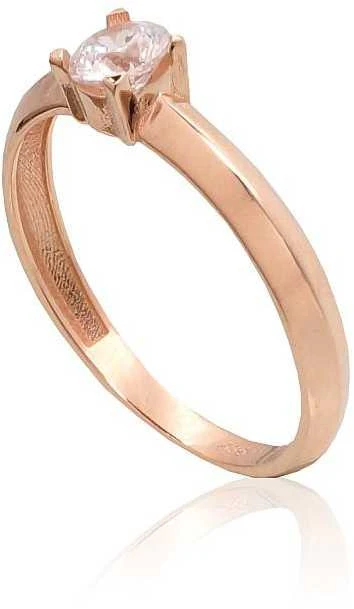 Auksinis sužadėtuvių žiedas. Praba: 585°, Metalas: Raudonas Auksas, Akmuo: Cirkonai - 18 - 1.7 g.