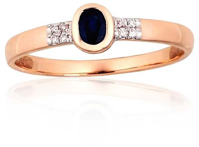 Auksinis žiedas - 16.5 - 1.14 g. - Briliantai (0,024Ct), Safyras (0,3Ct)