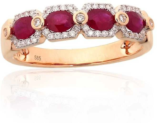 Auksinis žiedas - 18 - 2.93 g. - Briliantai (0,174Ct), Rubinas (0,815Ct)