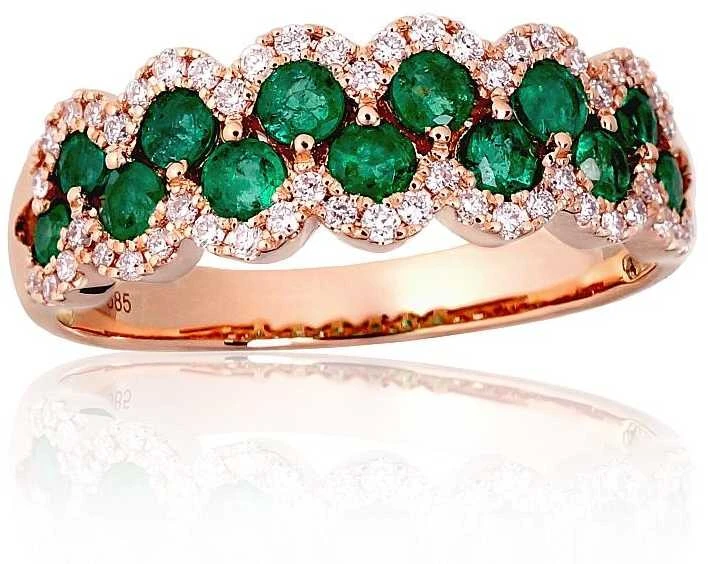 Auksinis žiedas - 18 - 2.94 g. - Briliantai (0,22Ct), Smaragdas (0,723Ct)