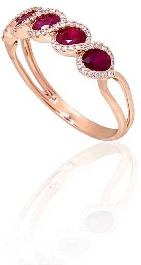 Auksinis žiedas - 19 - 2.58 g. - Briliantai (0,17Ct), Rubinas (1,3Ct)