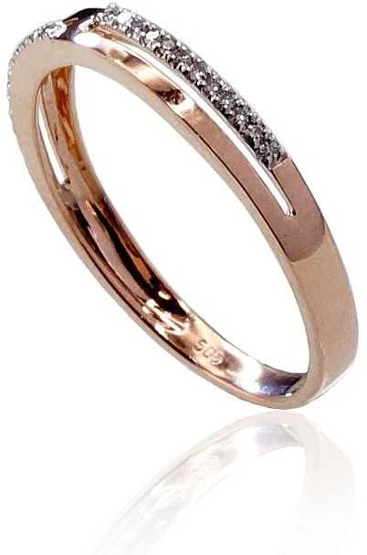 Auksinis žiedas su brangakmeniais. Metalas: Raudonas Auksas. Praba: 585°. Akmuo: Briliantai - 17 - 1.46 g. - Briliantai (0,068Ct)