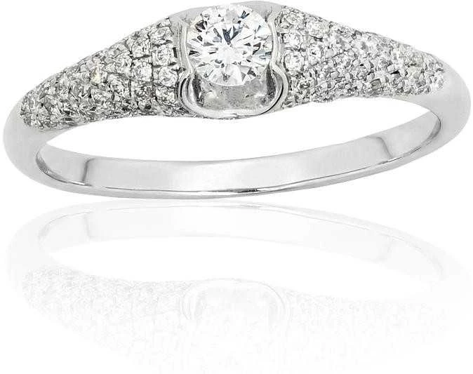 Auksinis žiedas su brangakmeniais. Metalas: Baltas Auksas. Praba: 585°. Akmuo: Briliantai - 17 - 2.25 g. - Briliantai (0,458Ct)