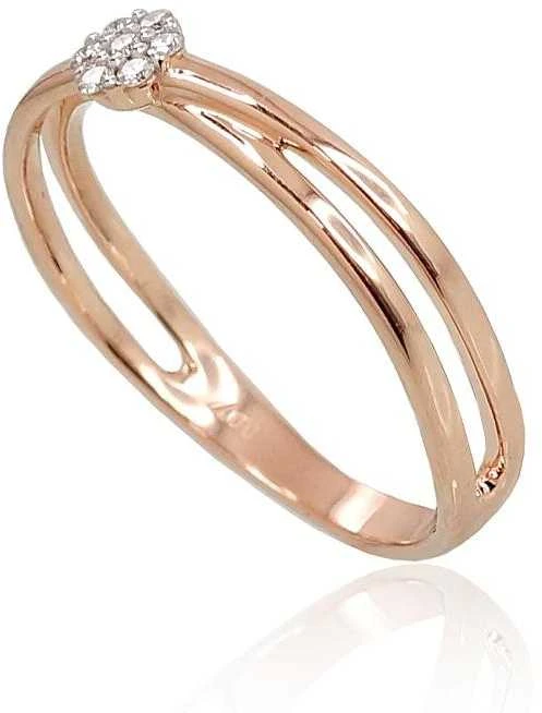 Auksinis žiedas su brangakmeniais. Metalas: Raudonas Auksas. Praba: 585°. Akmuo: Briliantai - 17 - 2.01 g. - Briliantai (0,07Ct)