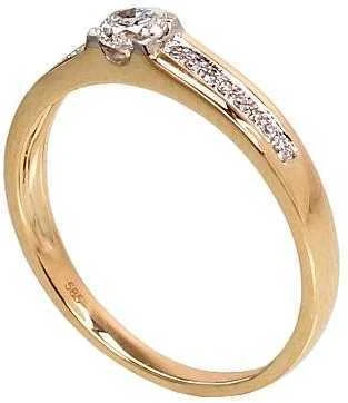 Auksinis žiedas su brangakmeniais. Metalas: Geltonas Auksas. Praba: 585°. Akmuo: Briliantai - 17 - 1.83 g. - Briliantai (0,211Ct)