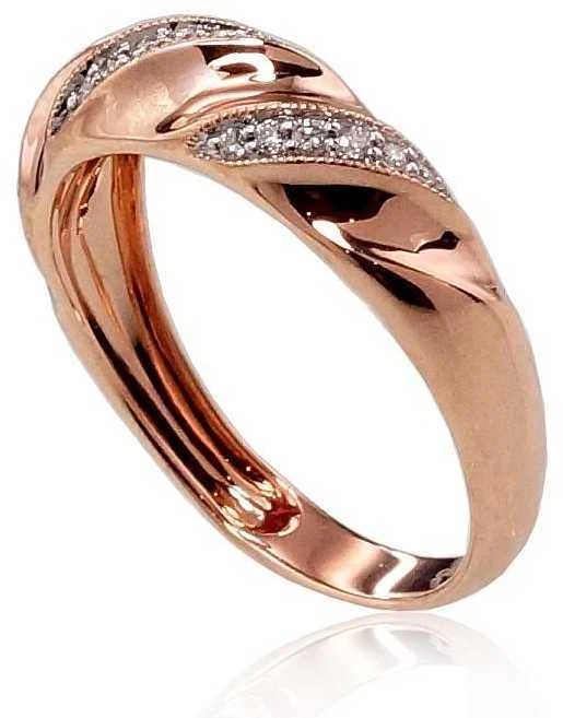 Auksinis žiedas su brangakmeniais. Metalas: Raudonas Auksas. Praba: 585°. Akmuo: Briliantai - 19 - 2.4 g. - Briliantai (0,107Ct)