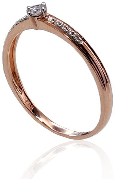 Auksinis žiedas su brangakmeniais. Metalas: Raudonas Auksas. Praba: 585°. Akmuo: Briliantai - 16 - 1.17 g. - Briliantai (0,112Ct)