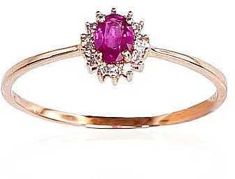 Auksinis žiedas su brangakmeniais. Metalas: Raudonas Auksas. Praba: 585°. Akmuo: Briliantai , Rubinas - 15.5 - 1.11 g. - Briliantai (0,036Ct), Rubinas (0,422Ct)