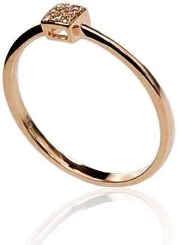 Auksinis žiedas su brangakmeniais. Metalas: Raudonas Auksas. Praba: 585°. Akmuo: Briliantai - 1.03 g. - 17.5 - Briliantai (0,027Ct)