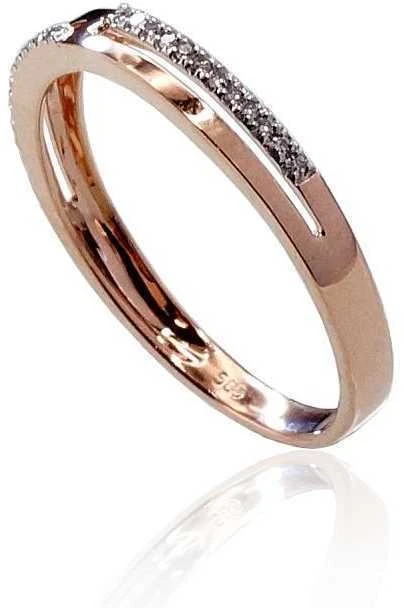 Auksinis žiedas su brangakmeniais. Metalas: Raudonas Auksas. Praba: 585°. Akmuo: Briliantai - 17 - 1.46 g. - Briliantai (0,068Ct)