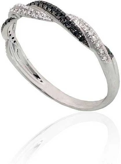Auksinis žiedas su brangakmeniais. Metalas: Baltas Auksas. Praba: 585°. Akmuo: Briliantai , Briliantai (Juodi) - 16 - 1.4 g. - Briliantai (0,08Ct), Briliantai (Juodi) (0,061Ct)